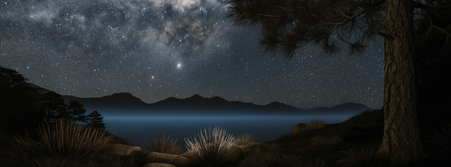 Scenic mountain ridge at twilight with wildflowers